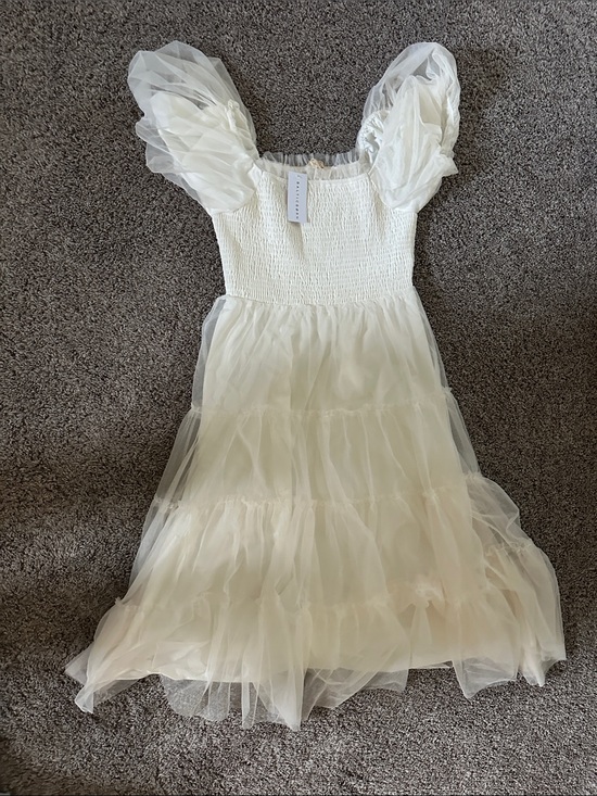 Baltic Born Dresses & Skirts - Baltic Born Cream Puff-Sleeve Tulle Girls' Formal Dress